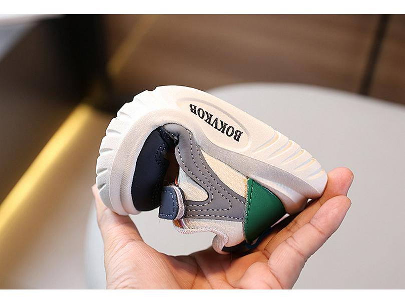 Children's Color Block Sports Shoes - Breathable Leather Panel Kids' Running Shoes for Spring/Autumn (Unisex).