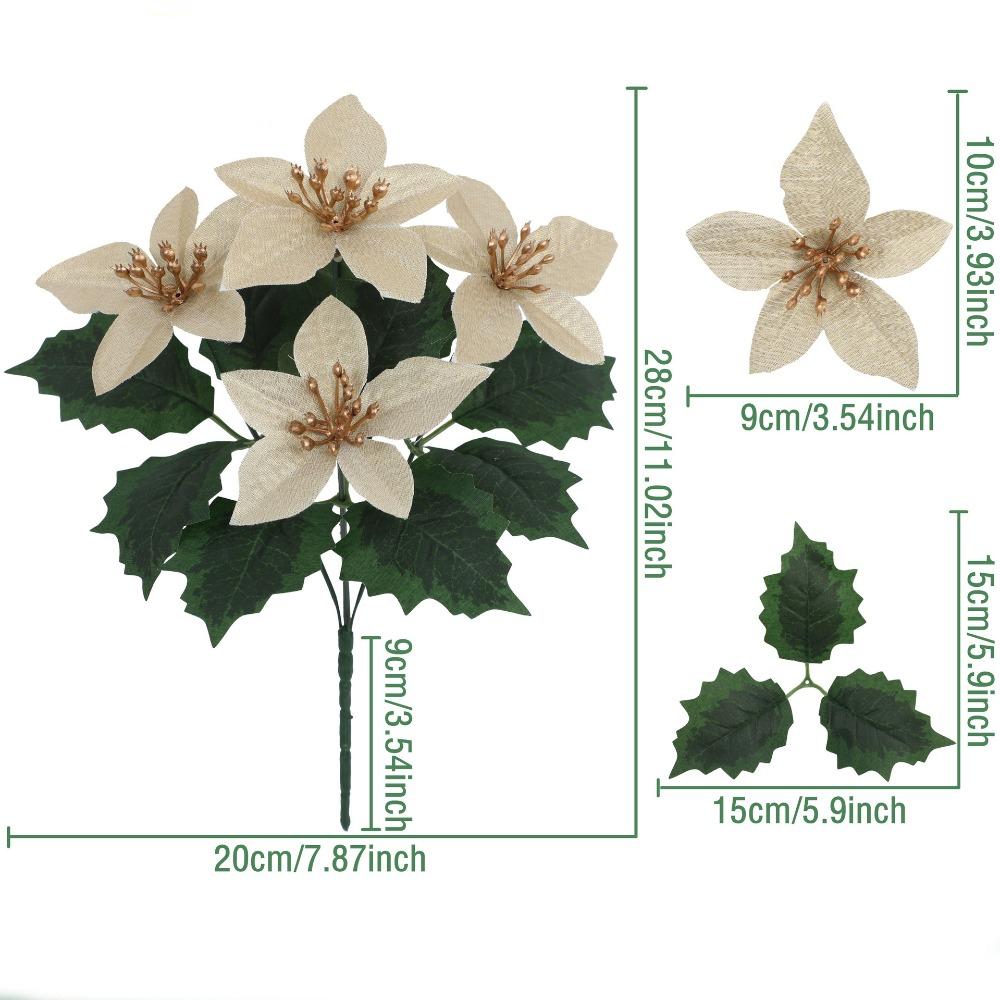 1/3pcs Plastic Plants Christmas Artifical Flowers with 5 Forks Creative Christmas Ornaments Reusable Simulated Flowers Bouquet