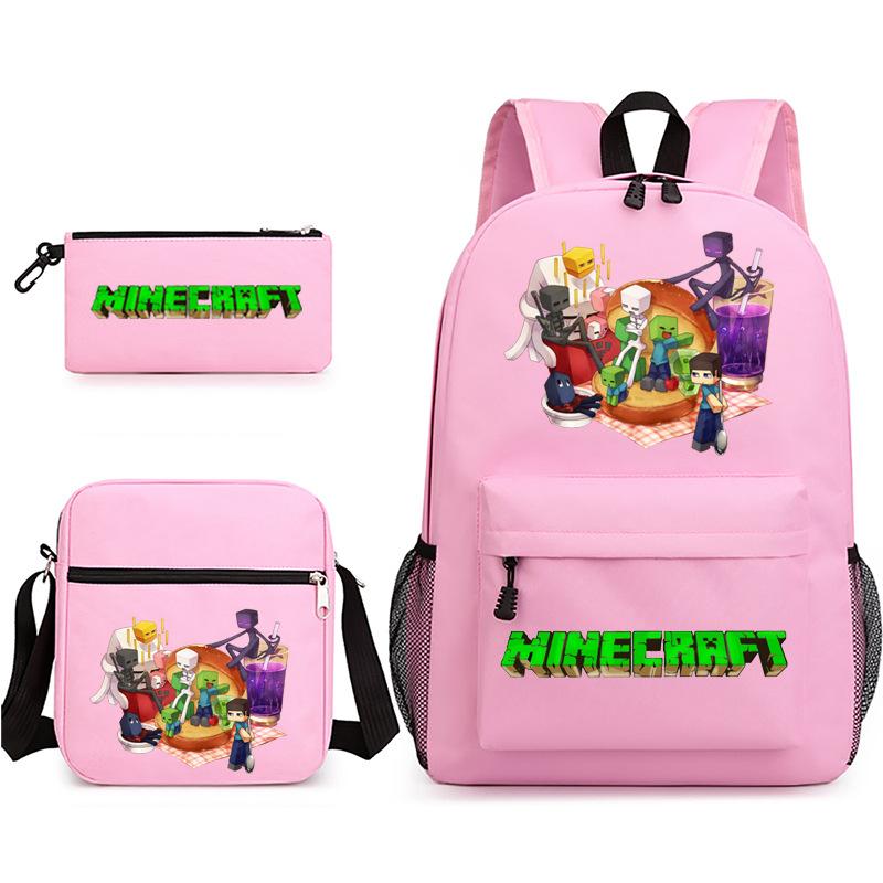 2022 Cross-border Starry Sky School Bag Three-piece Casual Fashion My World Game School Travel Bag