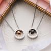Circle Top Tungsten Stainless Steel Pair Necklace Gold Black 4SUP025GO 4SUP025BK [White Clover] & &