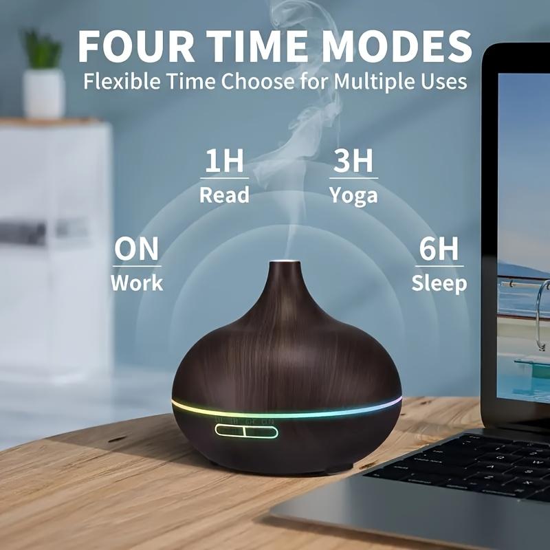 Diffuser For Home 550ml Aroma Diffuser with Remote Control Wood Grain Timer Cool Mist Humidifier for Large Room with 6 Oil Set