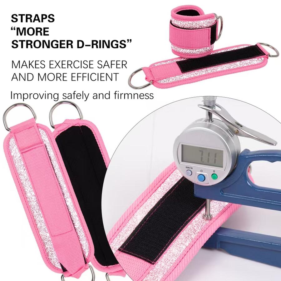 Fitness Puller Fitness Fluorescence Sports Straps Adjustable D-Ring Support Cuffs Ankle Pulley With Buckle Guard Leg Strength Safety Abductors