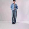 Foreign trade retro mid-waist women's jeans mopping long washed loose wide-leg large-size straight pants