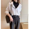Fake Two Piece Turtleneck Loose Shirt Women's Fake Two-Piece-Style High Collar Loose Shirt
