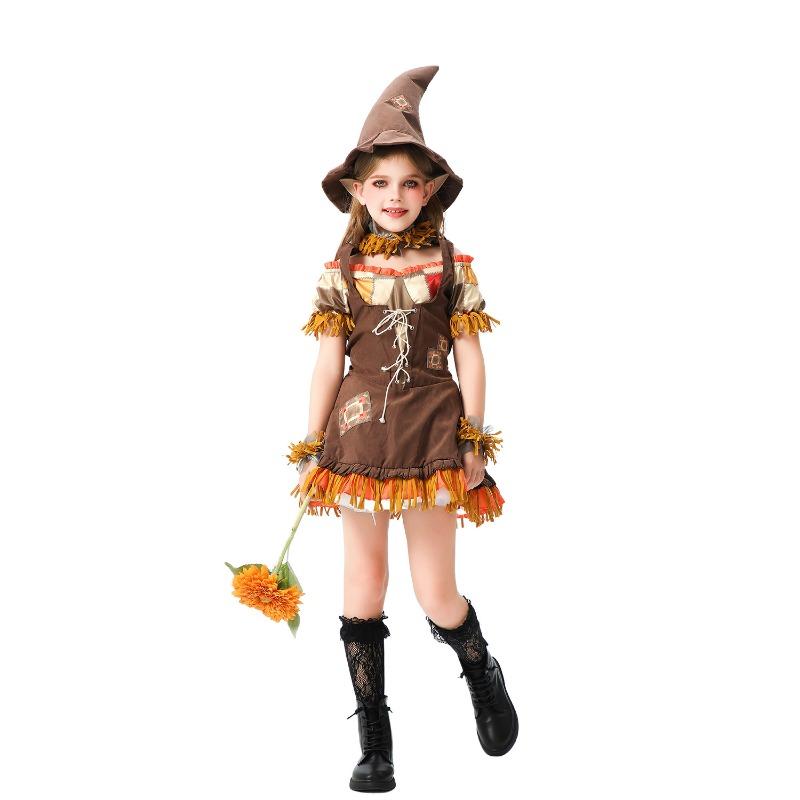 Halloween children's costumes funny dress up scarecrow pastoral farm dress up girl clown witch show costume