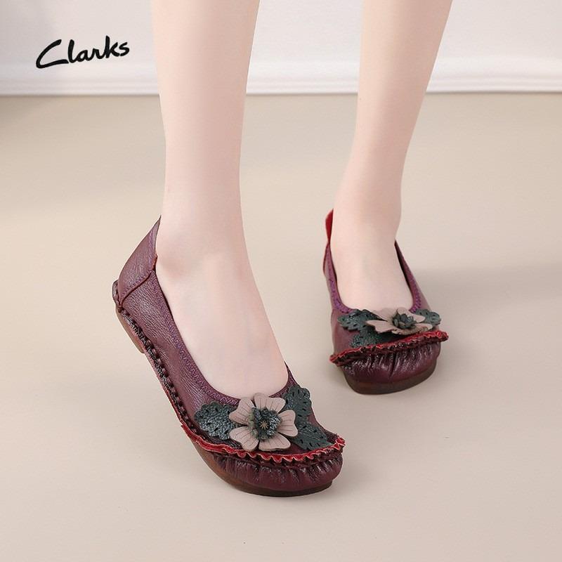 Summer New Leather Flower Single Shoes Beef Tendon Sole Casual Flat Women's Shoes