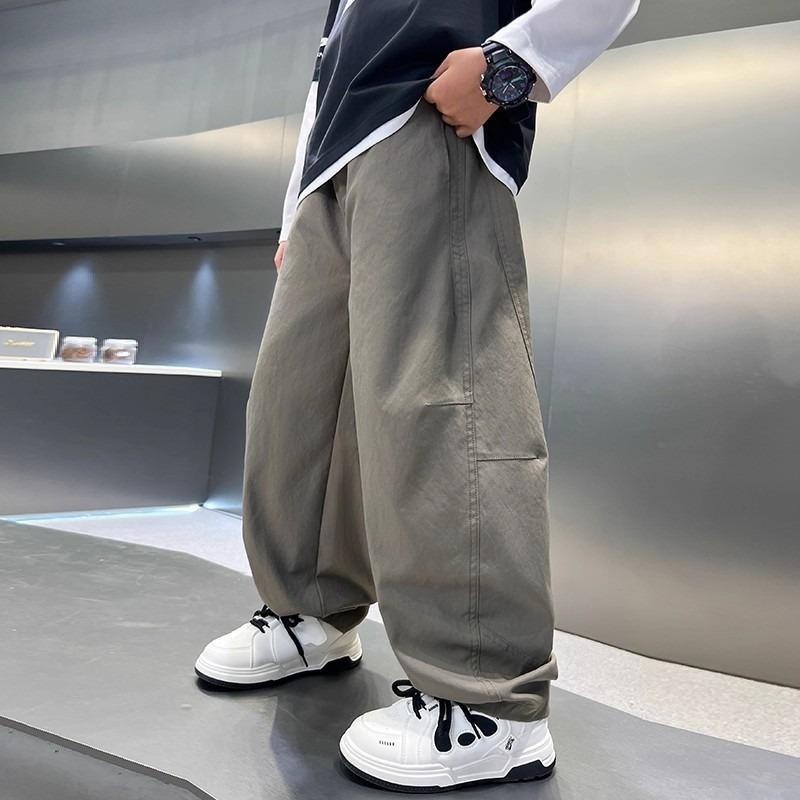 Boys Straight Loose Solid Color Casual Long Work Pants For Big Boys