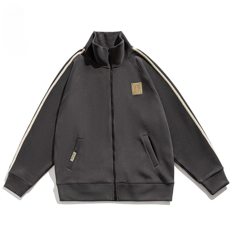 Spring And Autumn Stand-Up Neck Zipper Cardigan Sweater Men'S Trendy Brand Large Size Spring Men'S Premium Sports Jacket