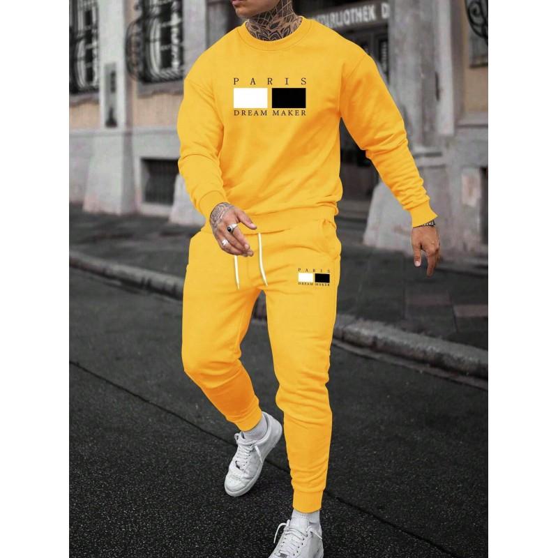 Mens Casual Hooded Sweatshirt Set Long Sleeve Tracksuit Lightweight Sporty Outfit Teens Young Adults