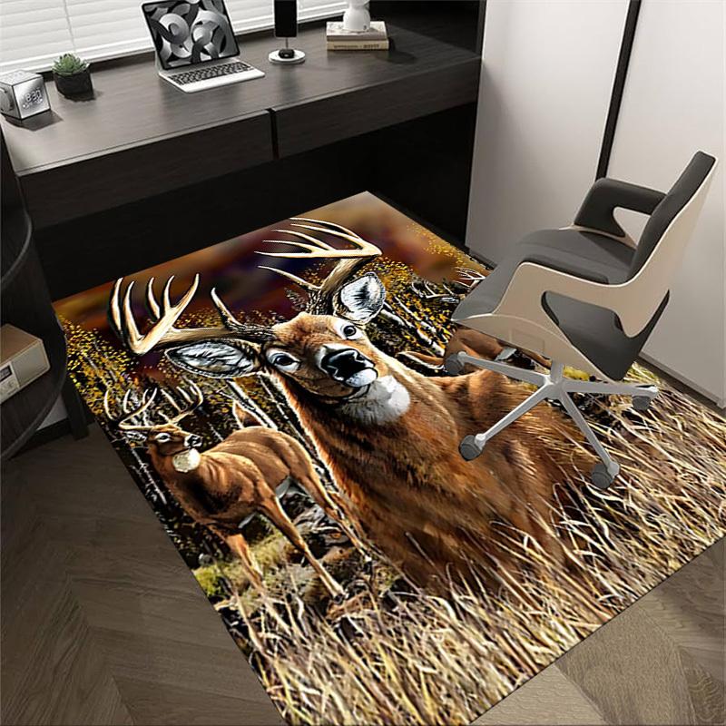1PC Deer Hunting Anti-slip carpet, suitable for Office, bedroomand playrooms. It can also be used as a sofa footrest cover-W34