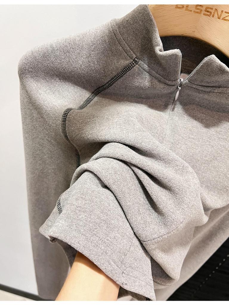 Dual-Sided German Velvet Zipper Long Sleeve Women's Top, 2025 Autumn/Winter High Collar, Plus Velvet Warm Base Layer Shirt
