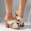 Summer Women Sandals Square High Heel Platform Casual Rivet Pumps Peep Toe Female Elegant Ladies Shoes