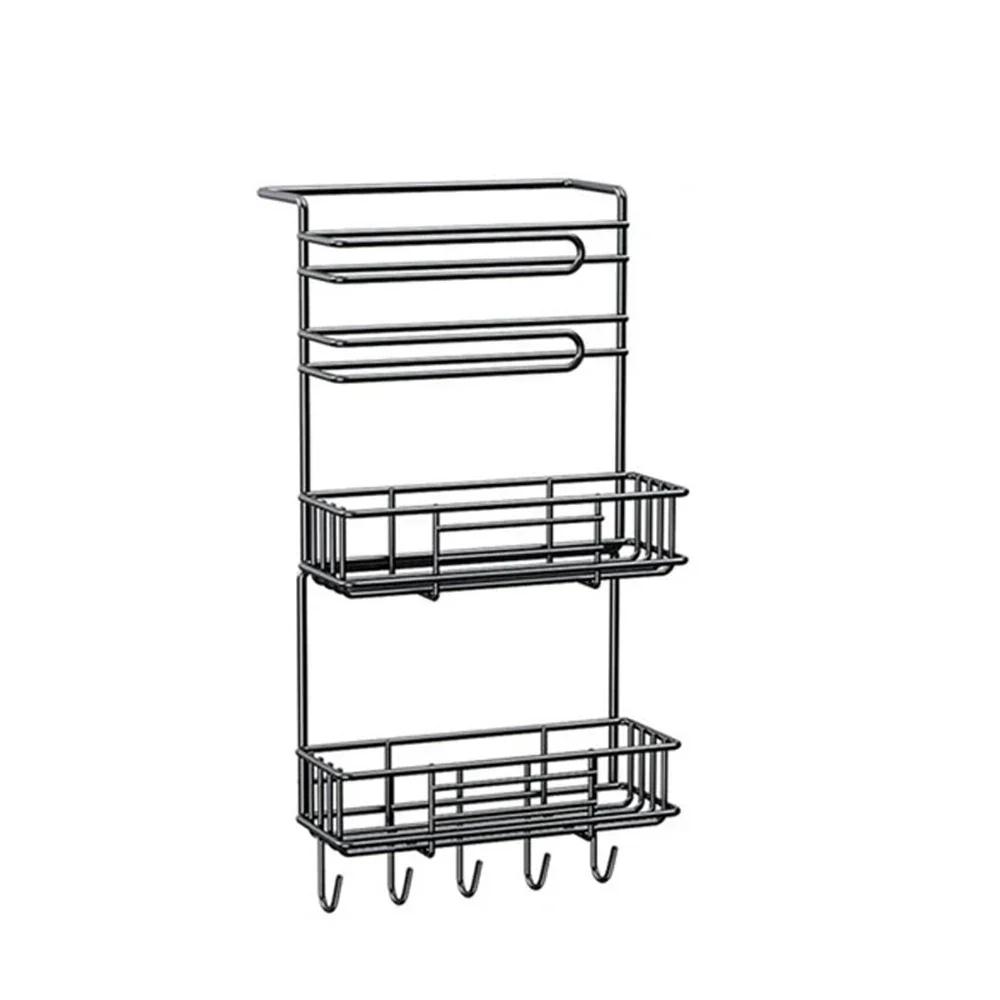 Refrigerator Storage Rack Side Hanging No-nail Sticker Tissue Paper Holder Cling Film Roll Paper Kitchen Seasoning Organizer