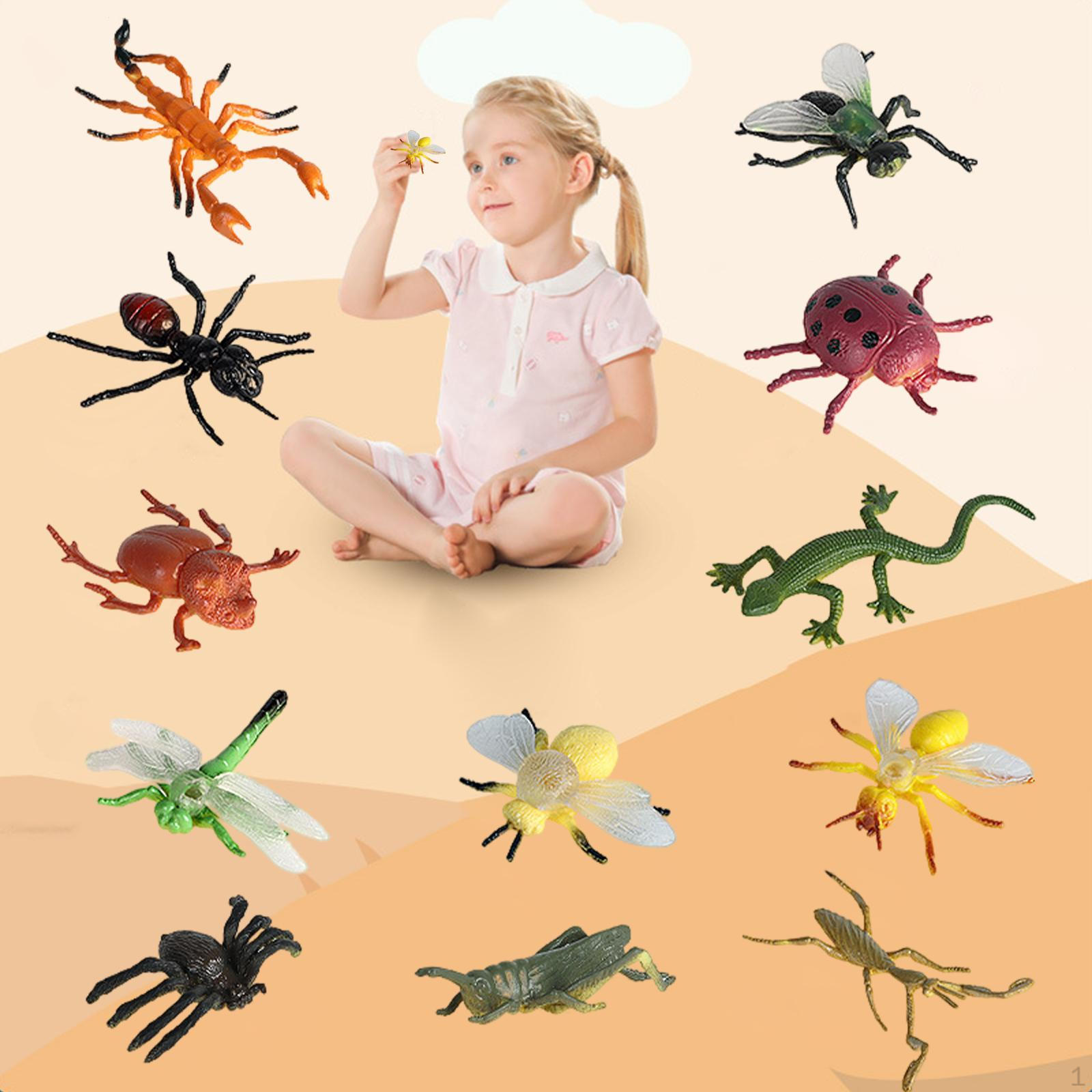 12 Pieces Animal Figures Figurines for Collection Party Supplies Insect-12pcs-C