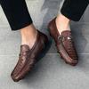 Fashion 2024 Genuine Leather Men's Crocodile Pattern Loafers Luxury Brands Casual Breathable Slip-On Moccasin Fashion Men Driving Flats