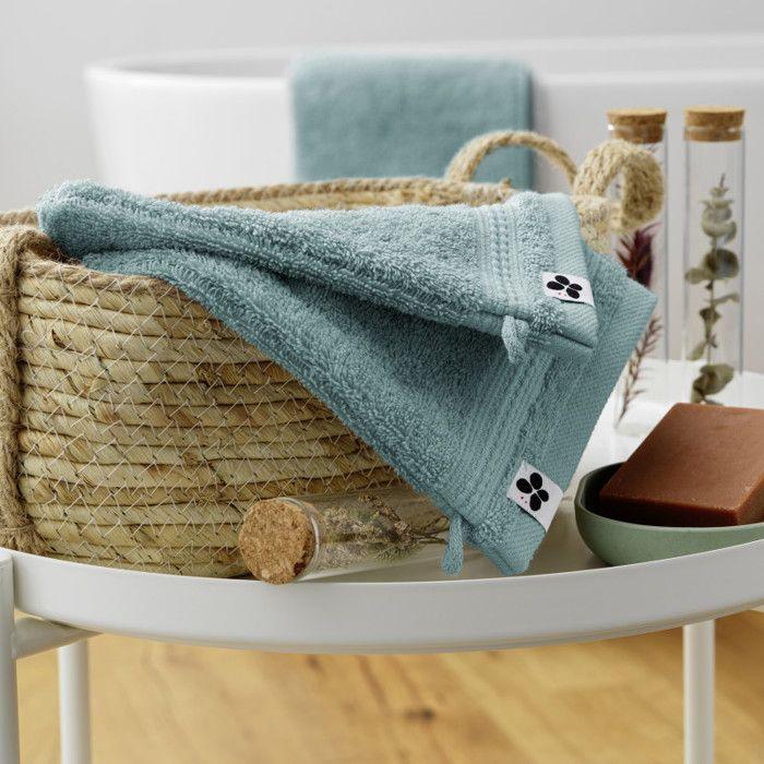 Set of 2 "Garance" Washcloths 15 X 21 Cm / 100% Organic Cotton / 600 Gr/m² l'Effet Papillon - Garance Glacier Blue - Set of 2 Washcloths