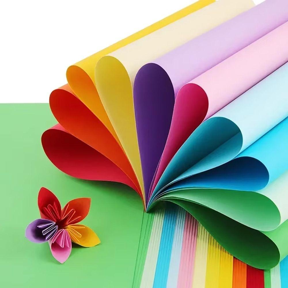 100Pcs 20 Colors Folding Paper Solid Color Handmade Scrapbooking Craft Decor Square Origami Paper