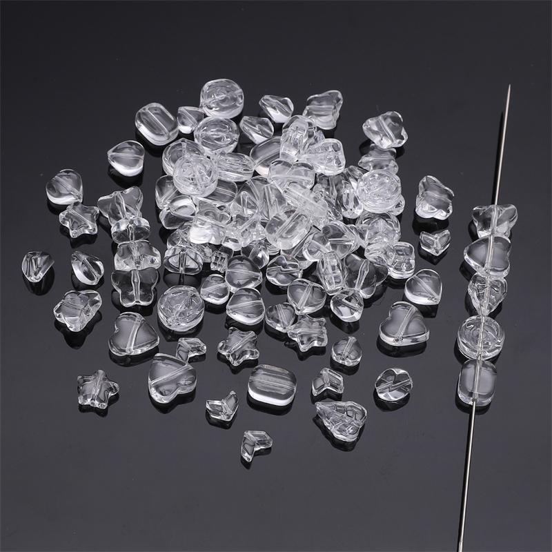 20pcs/bag Special-Shaped Glass Transparent Beads DIY Bracelet Necklace Earrings Jewelry Accessories