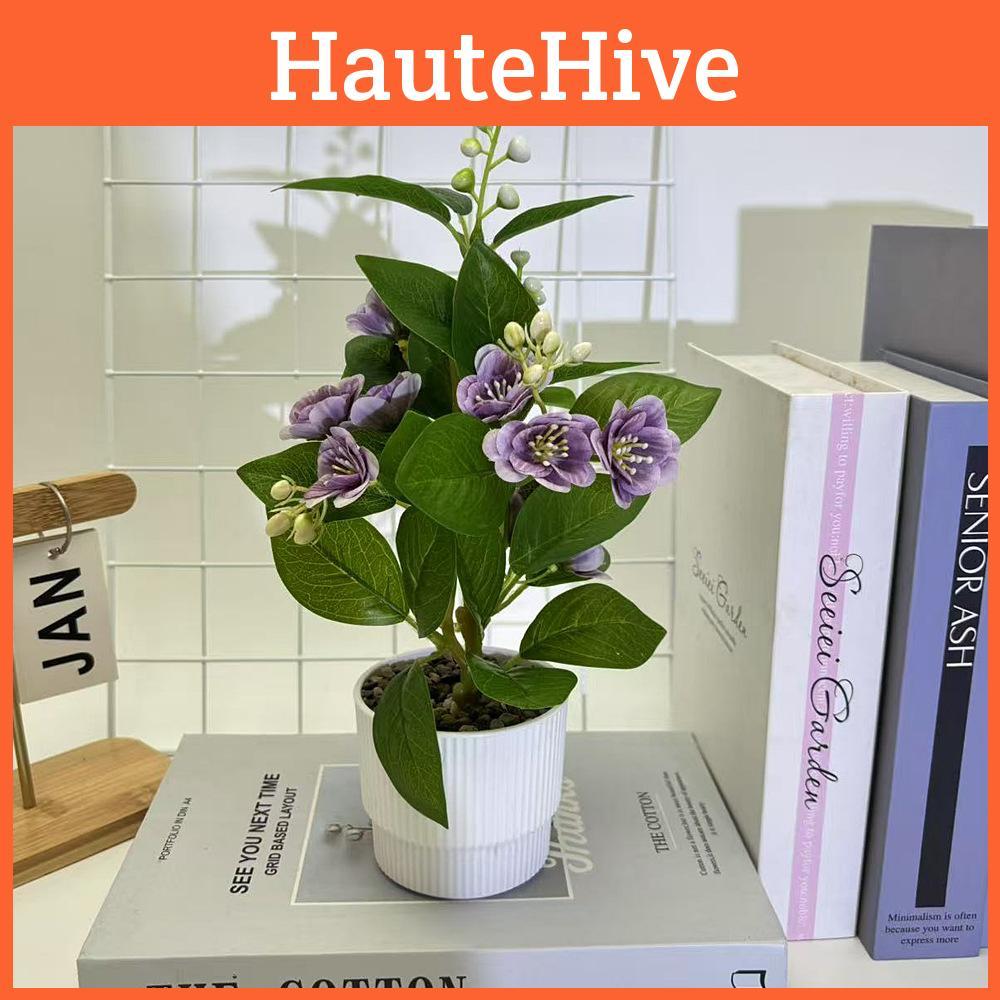 Jasmine Artificial Flower Potted Plant With Rain Flower Stone For Interior Decor