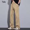 Yalu Men's Cotton Loose Fit Bootcut Cargo Pants