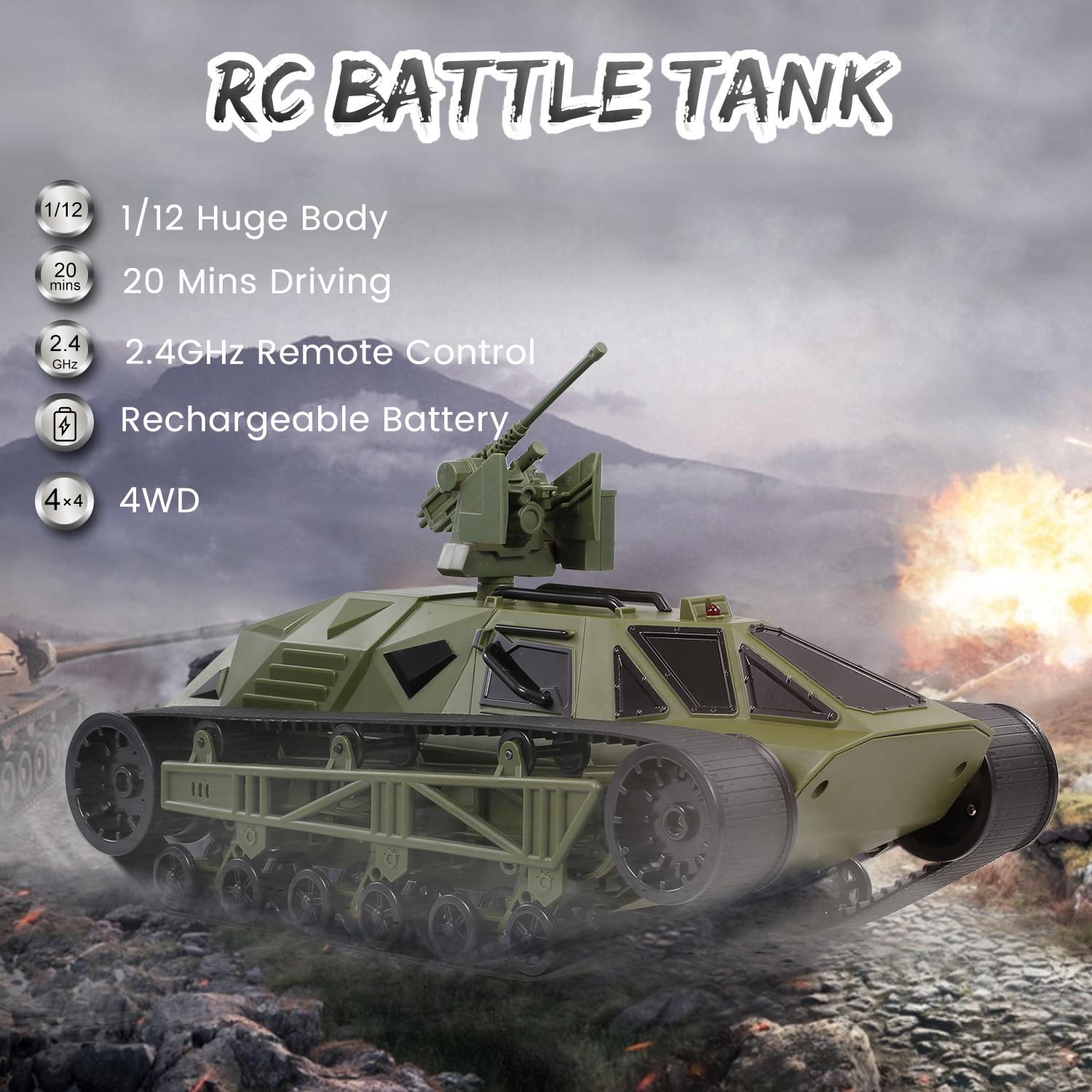 

FC166 Радиоуправляемая машина Радиоуправляемый танк 2,4G 1/12 Боевой танк с дистанционным управлением Вездеходный танк 360 Rolling Fli армия зеленый