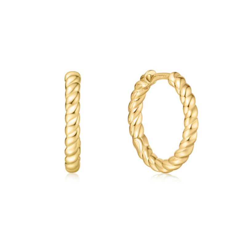 

ANIA HAIE Medium Textured Hoop 925 Silver Ring Earrings E063-05G single type