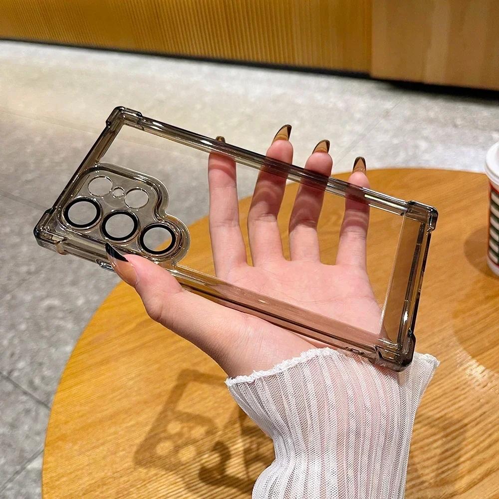 

Luxury Lens Protector Phone Case For Samsung Galaxy S24 S23 S22 Ultra S24 Plus S23 FE 5G Bumper Hard Acrylic Transparent Cover For S22