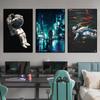 Astronaut Galaxies Wall Art Poster Moon Earth Cyberpunk Sci Fi Mural Modern Home Decor Canvas Picture Print Living Room Decorate