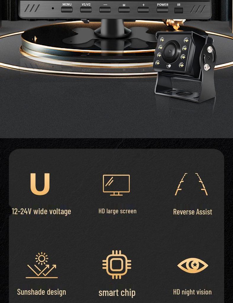 Truck Reversing HD Night Vision Monitor with Dual/Quad Camera Recording System