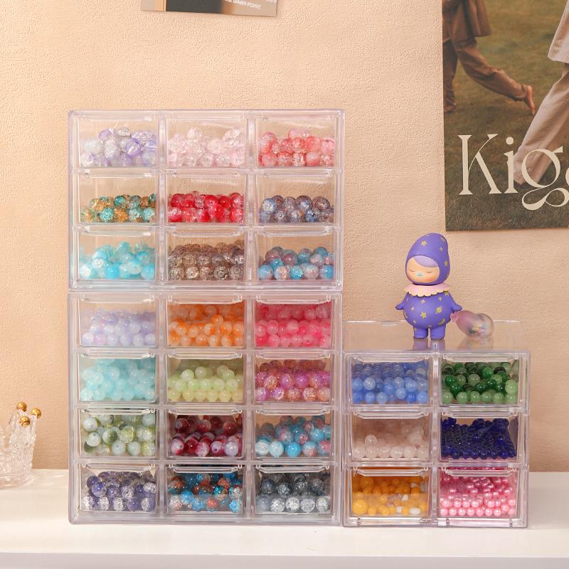 1pc drawer style multifunctional 6/9/12 grid stackable bead storage box transparent acrylic desktop jewelry display box