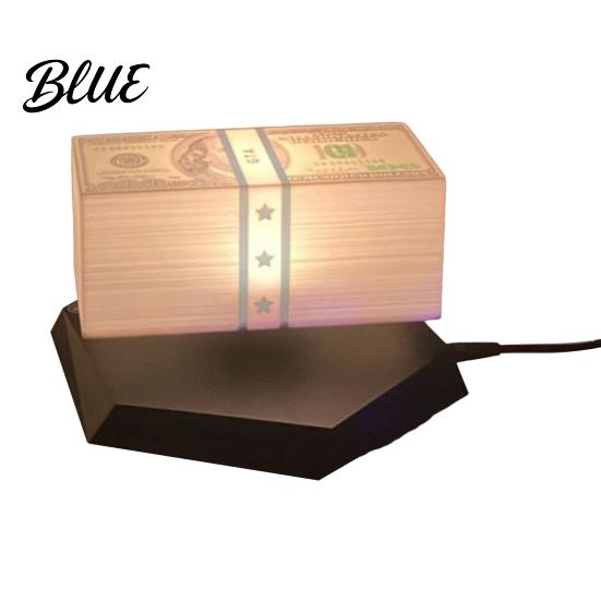 Neuartige schwebende Geschenklampe Geld magnetische Levitation Bargeld 360 Grad drehendes Schreibtischornament mit 3-Farben-/grünem Licht für Büro-Spielzimmer-Dekoration