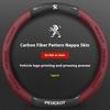 For Peugeot 107 108 206 207 208 301 307 308 406 407 408 508 607 106 3008 4008 5008 GT RCZ Car Fiber Leather Steering Wheel Cover