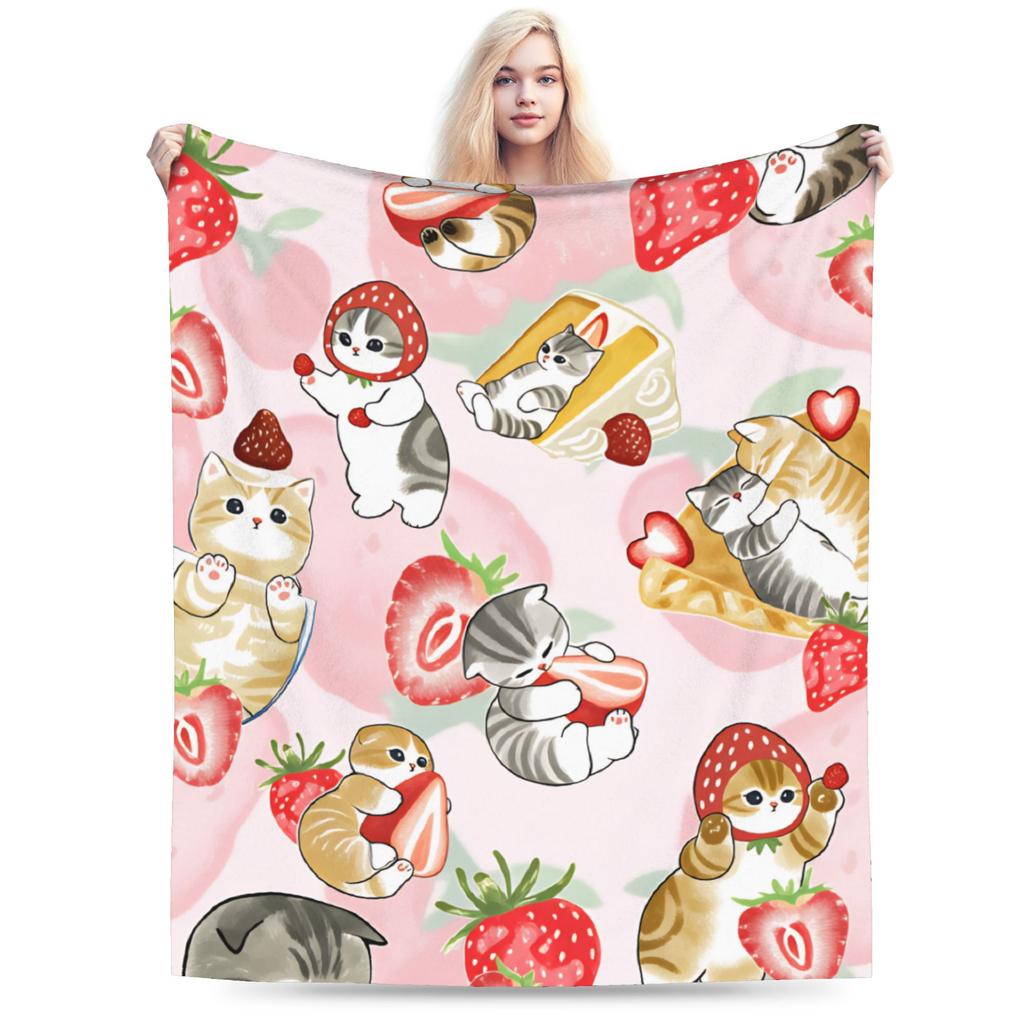 Mofusand Super Warm Blanket  Kids Adult Plush Throw Blanket Funny Outdoor Flannel Bedspread Sofa Bed Cover