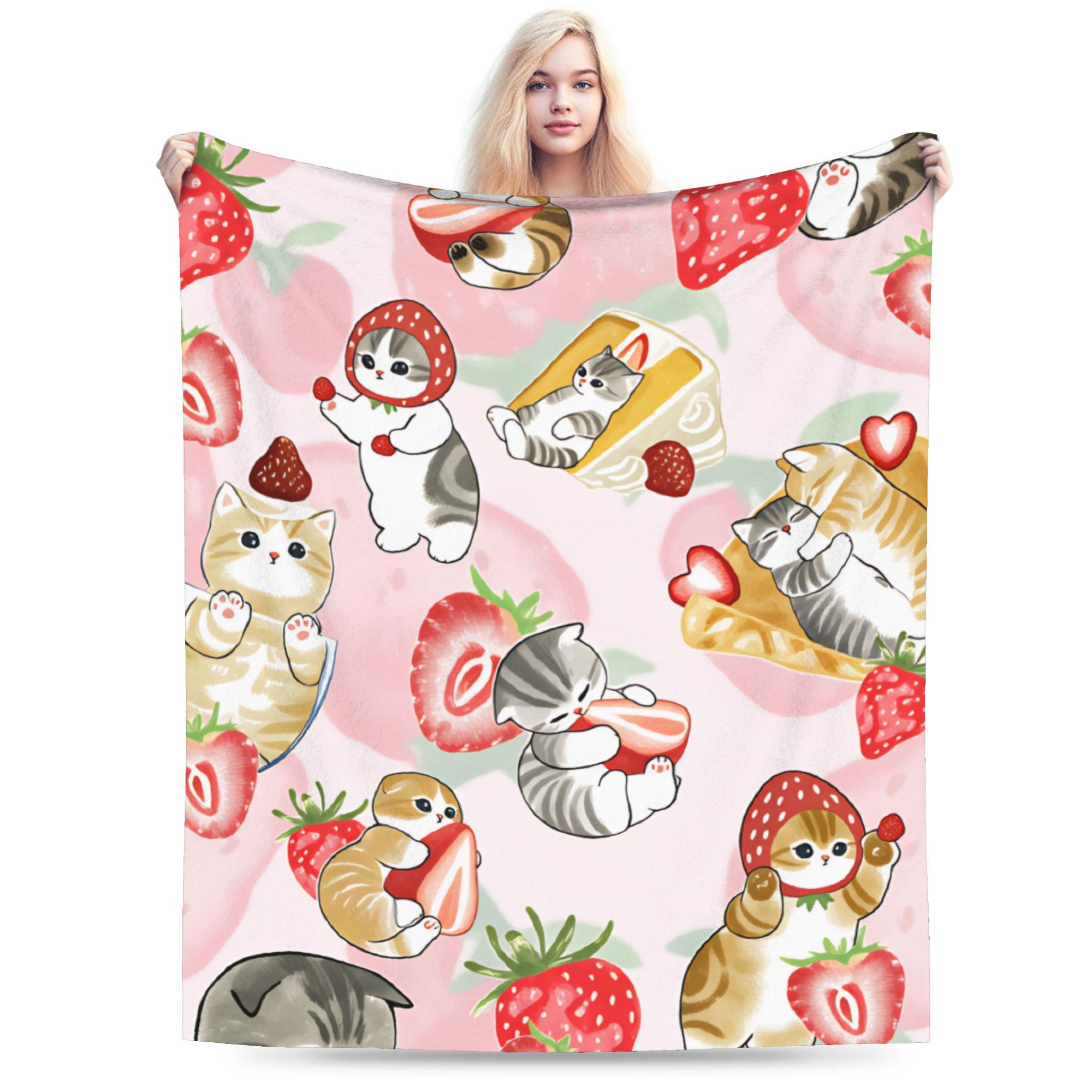 

Mofusand Warm Blanket Girls Boys Plush Throw Blanket Funny Couch Chair Flannel Bedspread Sofa Bed Cover 75x90cm