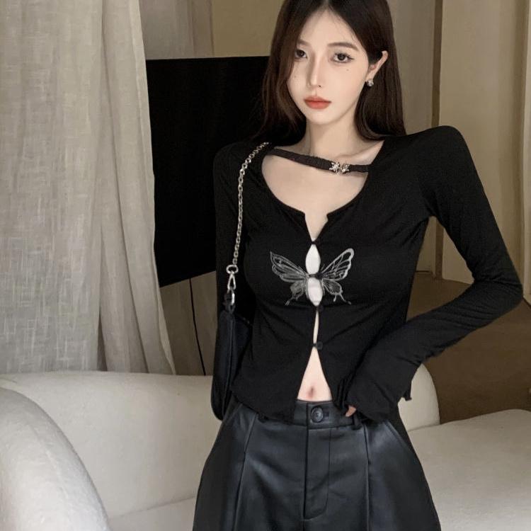 Готическая футболка с принтом бабочки Grunge Fairycore — фото 7