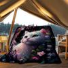 1pc Fairy Cat Outdoor Blanket - Soft Flannel Cozy for Travel & Camping - All-Season Warm Bed Cover, Machine Washable yy251229106
