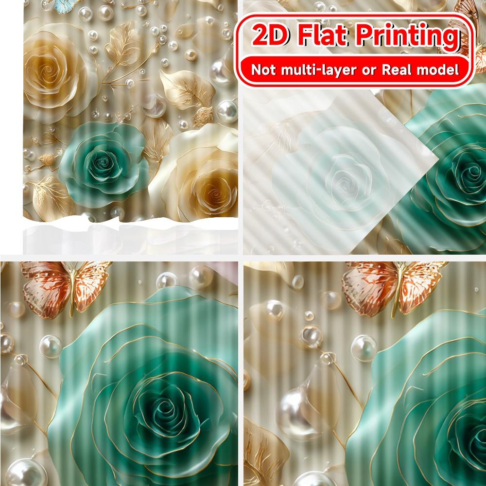 2D Flat Printing,2pcs Elegance Blooms Minimalist Chic Curtains Semi-Sheer Curtains Decorations Inside Use for Bedroom Office