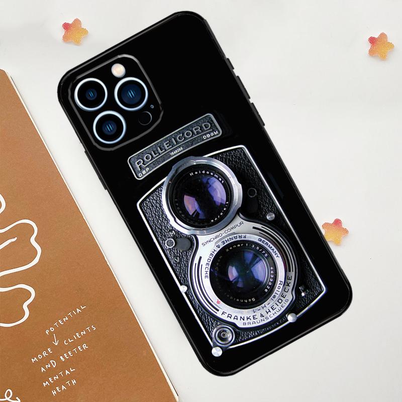 Etui na telefon z aparatem fotograficznym Retro do iPhone'a 15 16 14 13 12 11 Pro Max Mini Plus XS X XR Tylna obudowa
