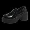 Lefou Shoes Women's Models Fall Thick with Retro Black Small Leather Shoes Thick Bottom Single Shoes Female