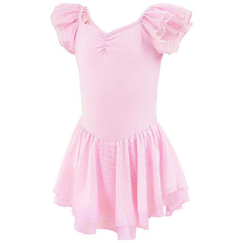 Girls' Summer Dancewear: Gymnastics Leotards, Ballet and Dancing Skirts, Short Sleeve Chinese Dance Costumes