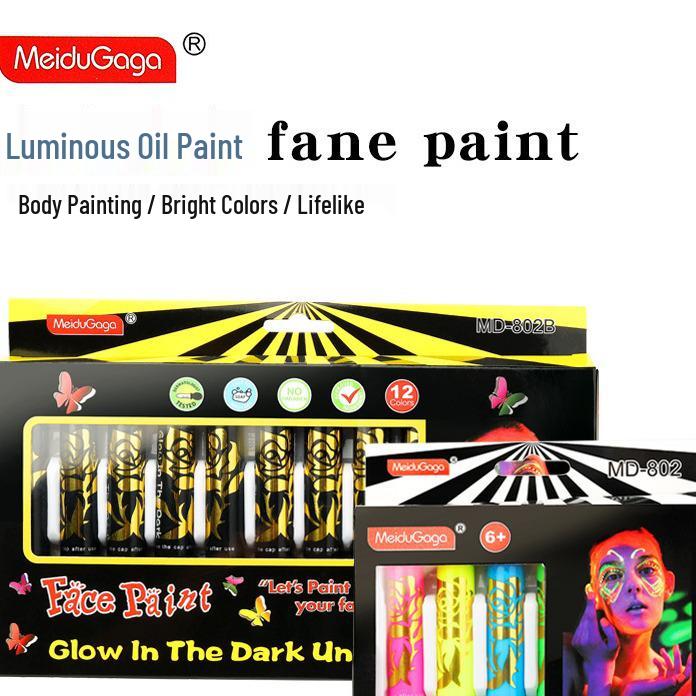 12-Color Glow Face & Body Painting Crayons - Twist-Up, No-Mess for Halloween & Stage Makeup