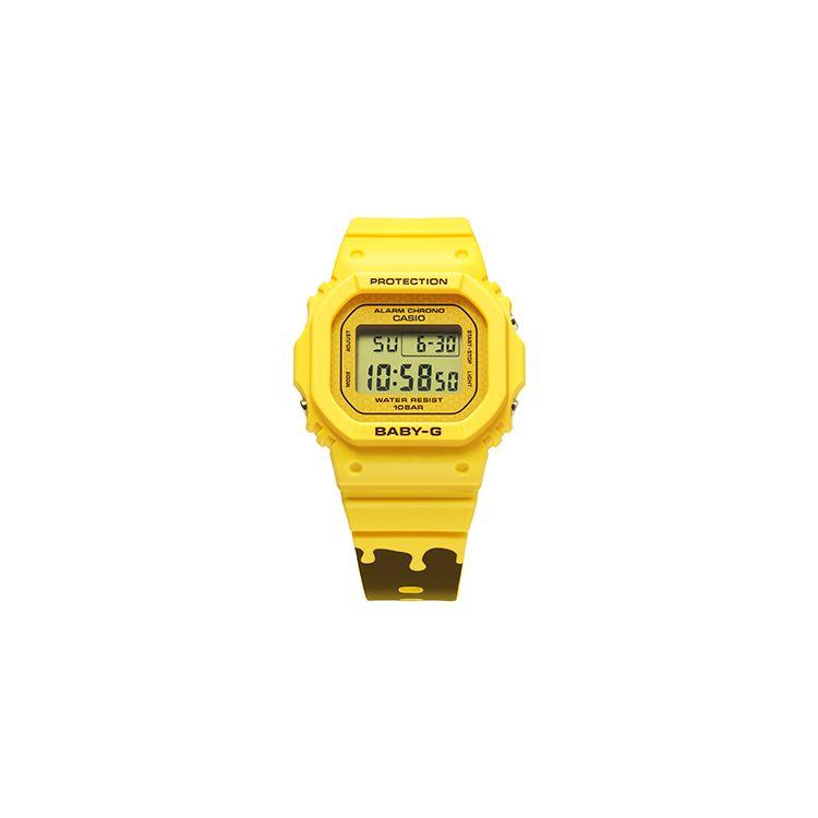 Casio Square Honey Jar Gift Box Special Back Engraved Watch Electronic Movement Resin Strap Unisex Watches Yellow SLV-22B-9PFH