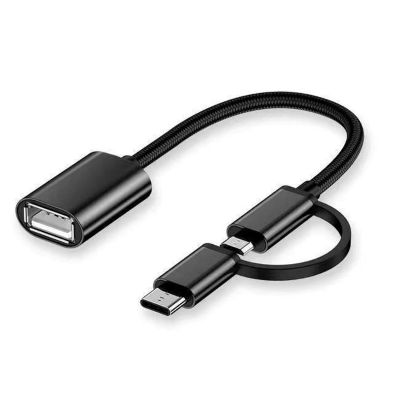 Double  Interfaces OTG Cable Portable OTG Adapter with Aluminum Housing Data Transfer Cable 150mm Length for Phones Tablets 