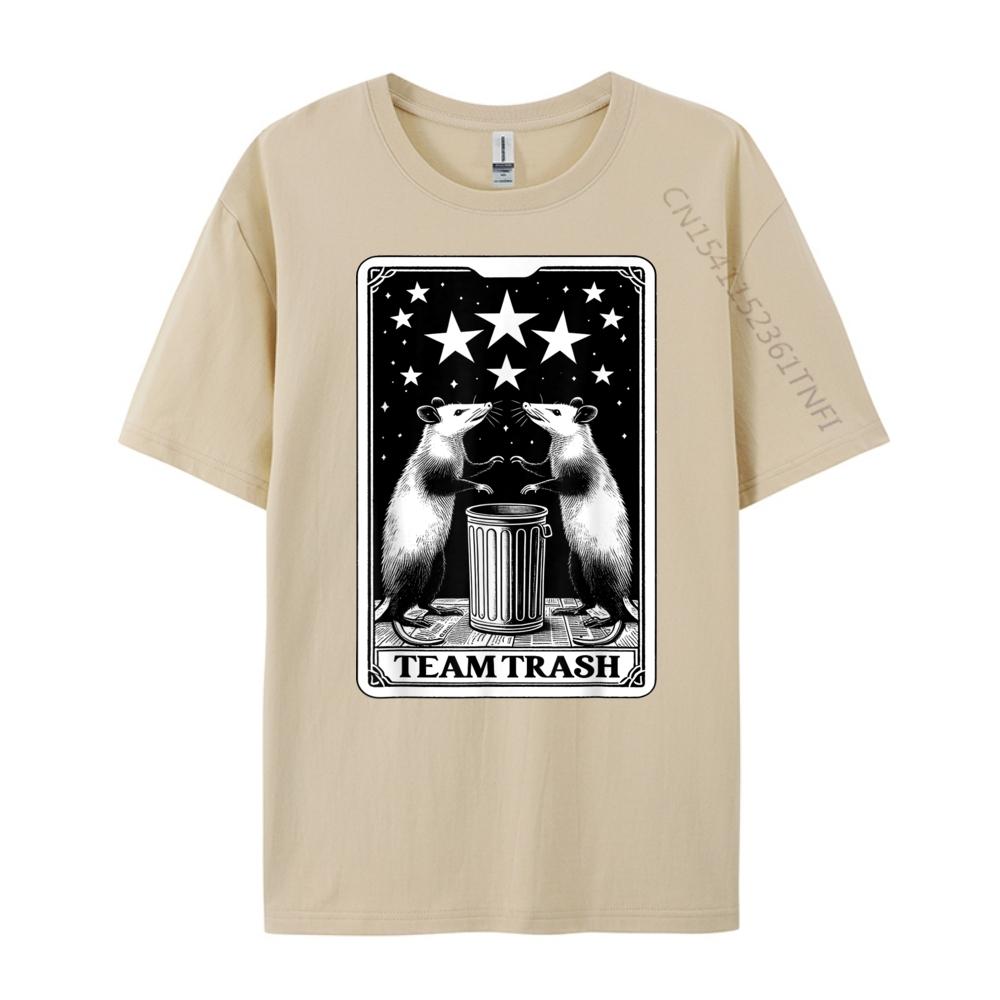 Tarot Card Team Trash Crescent Moon Opossum Raccoon White T Shirt Unisex Breathable Harajuku