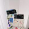 Woman Cute Flowers Cartoon Floral Phone Case For Samsung Galaxy Z Flip 4 3 5g Transparent Hard Pc Slim Cover