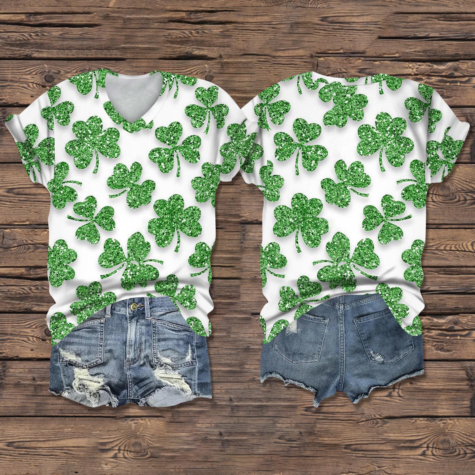 

Жіночий повсякденний одяг St. Футболка з V-подібним вирізом і короткими рукавами з принтом Patrick XL білий