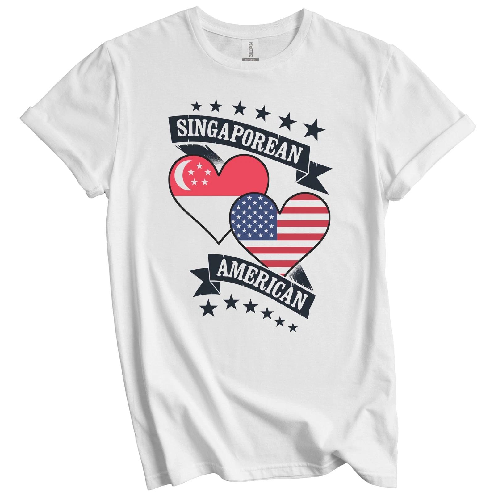 Singaporean American Heart Flags Singapore America T-Shirt 3XL