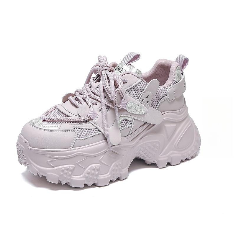 

Новые женские кроссовки на толстой подошве, на шнуровке, увеличивающие рост, легкие, универсальные, повседневные туфли, весна-лето 2025 35 фиолетовый