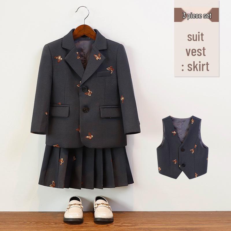 Children's Autumn/Winter Academy Style Suit Set for Boys and Girls - Formal Wear Skirt and Suit for Performances