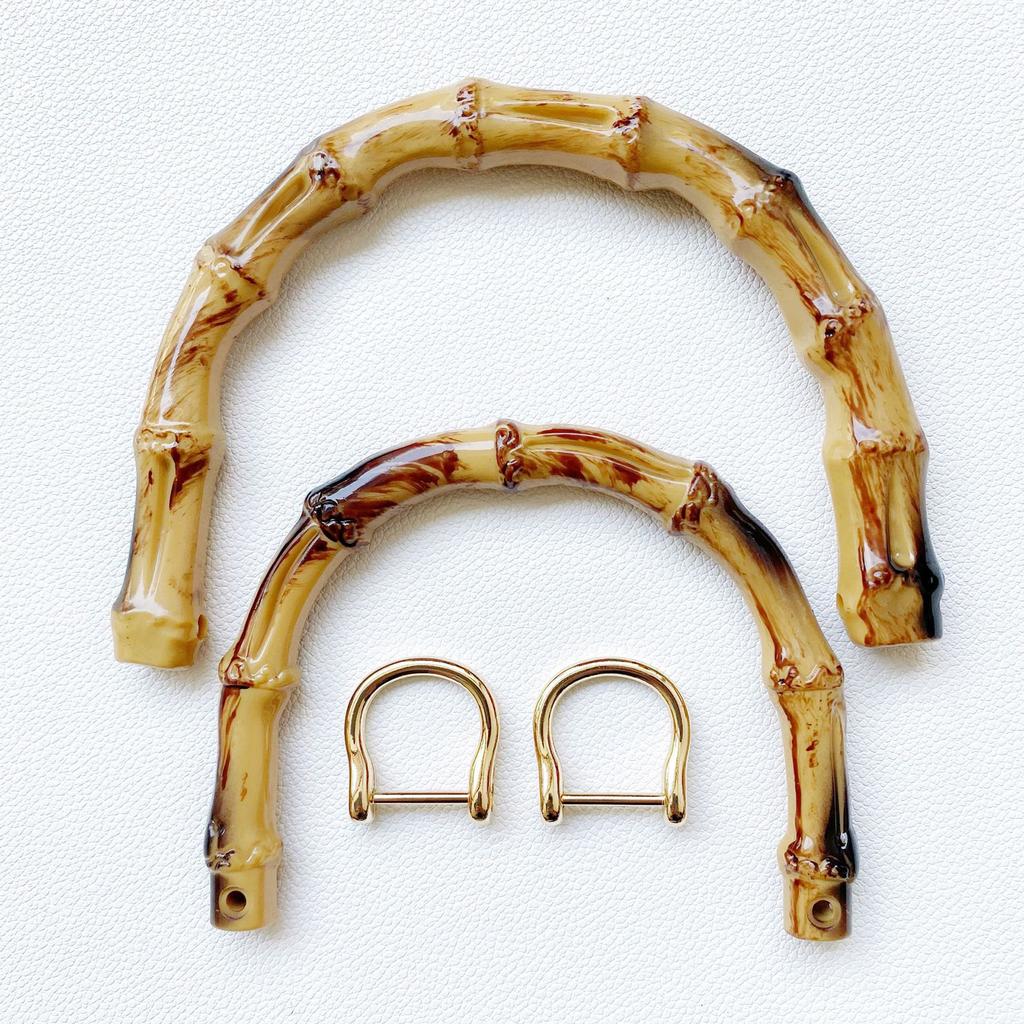 U-förmiger Griff in Bambusoptik mit Metallgliederschnalle, Ersatzgriffe für Handtaschen, 15 cm (6/5 Zoll), dekorativer Handtaschengriff